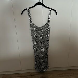 black and white checker urban outfitters mini dress